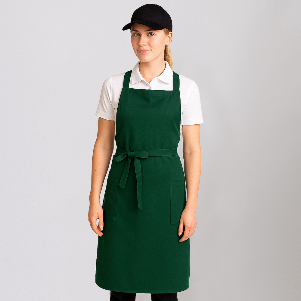 Latzschürze,2-er Pack in grünB 90 x L 80 cm mit Stoffbänder,mit Taschen.