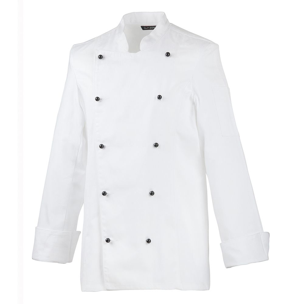 Langarm.2-reihig.5-Loch-Knopfreihe.Leicht tailliert geschnittenÄrmel mit doppeltem Umschlag.Stehkrag