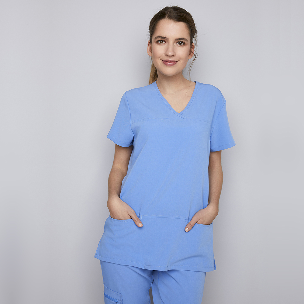 Damen Kasack,schmal geschnitten,v-Ausschnitt,talliert mit Seitenschlitz,2 eingrifftaschen