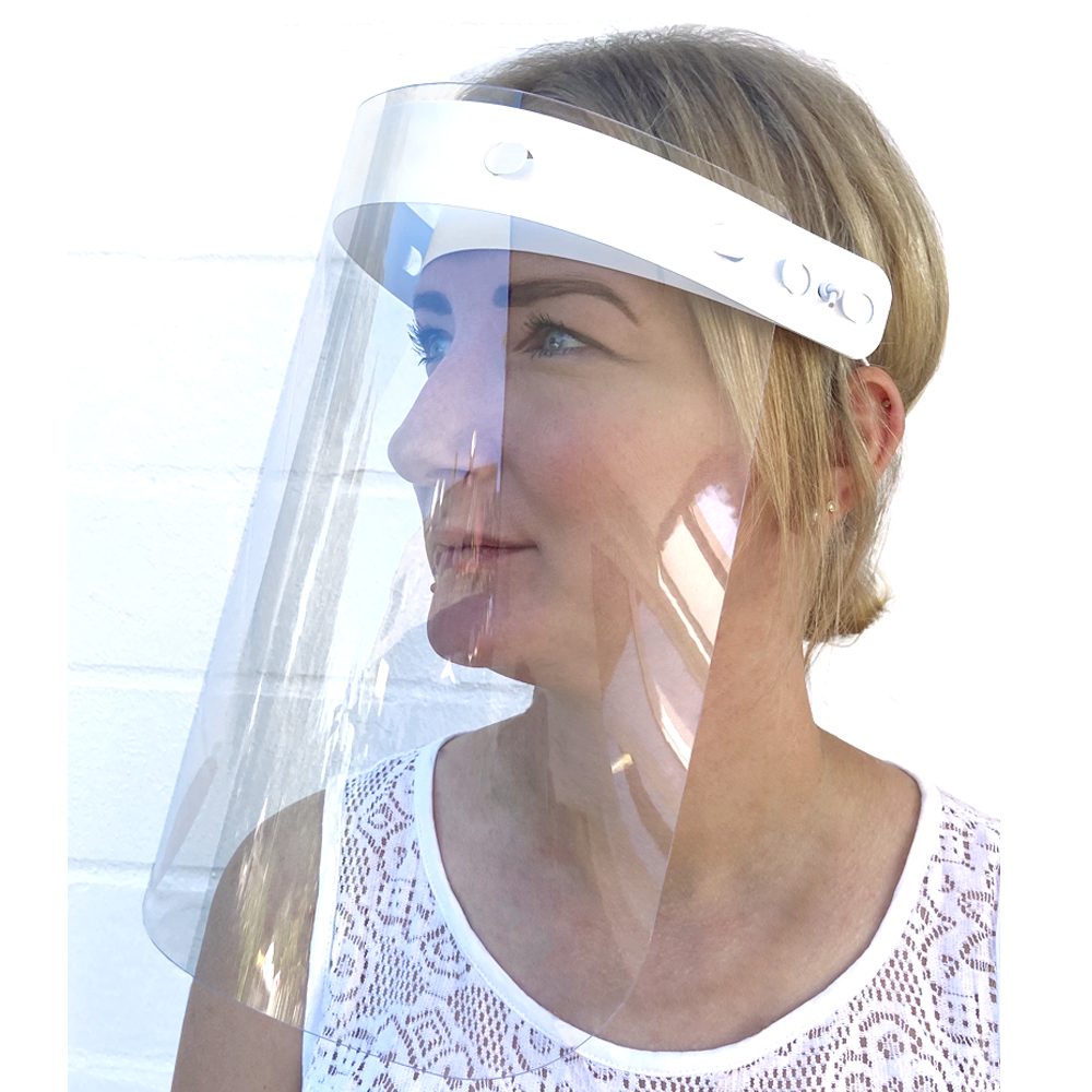 Gesichtsschild mit glasklarem Visier als Spritz- und Sekretschild