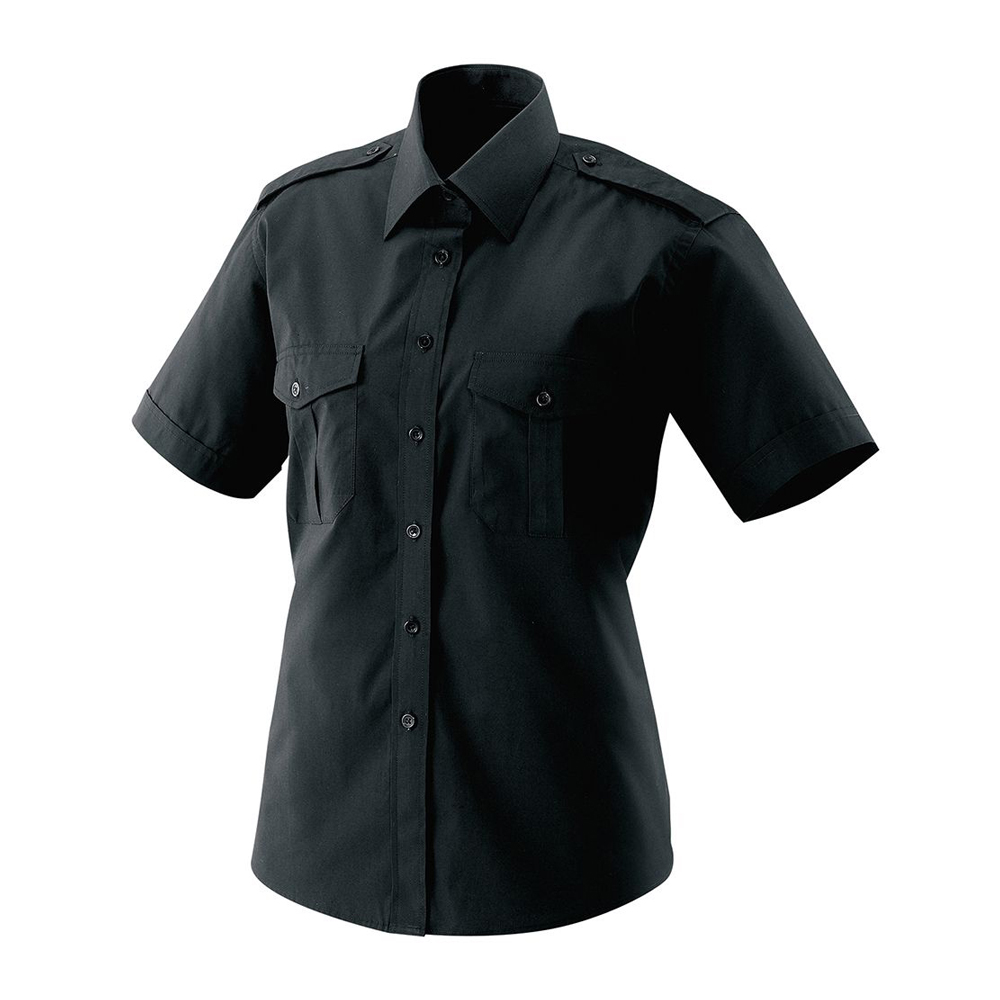 Damen-Pilotenbluse,halbarm,Kentkragen und schulterkappen mit 2 Brusttaschen,gerader Schnitt.