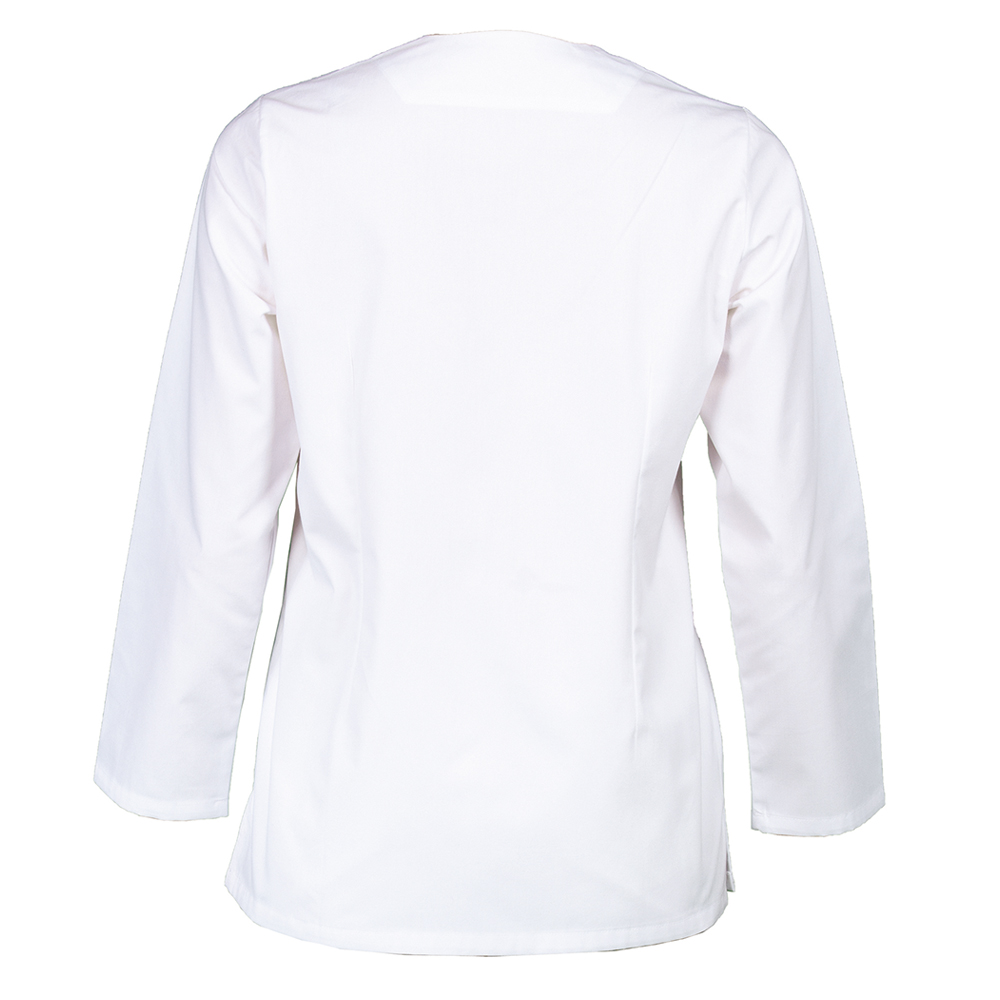 Weisser damen kasack mit deko knopfleiste und 2 Seitentaschen und 1 Brusttasche