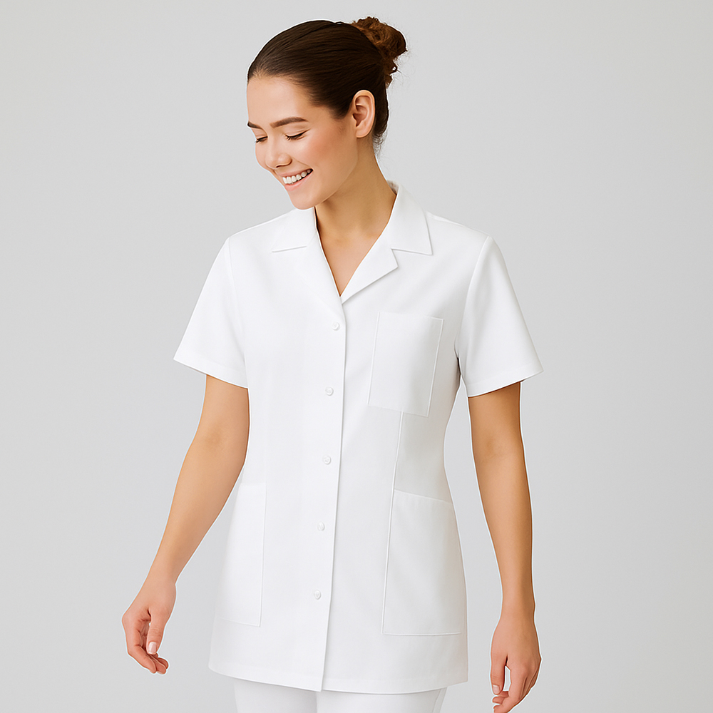 Kittel mit Reverskragen in weiß