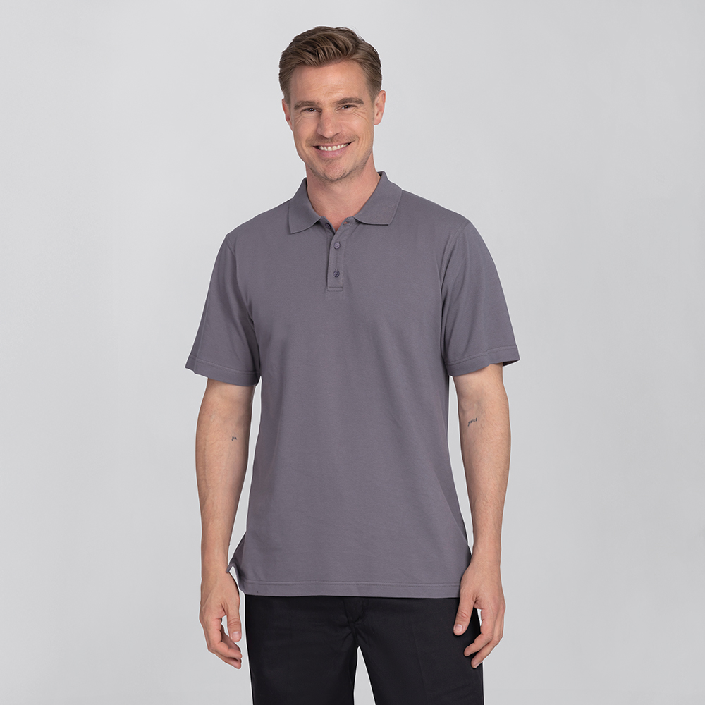 Komplettansicht,Herren-Poloshirt, Knopfleiste 3 Reihig,Kurz-Arm  Stretch