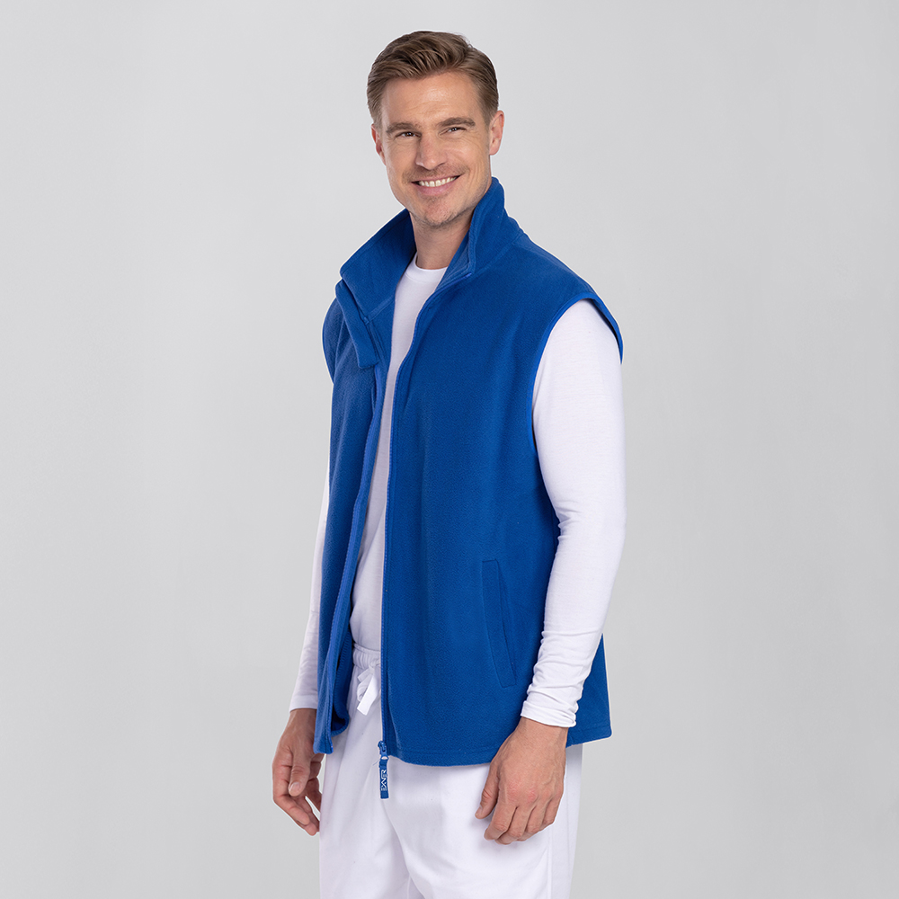 Herrenfleeceweste-offeneansicht,mit durchgehenden Reissverschluss 2 Seitentaschen.