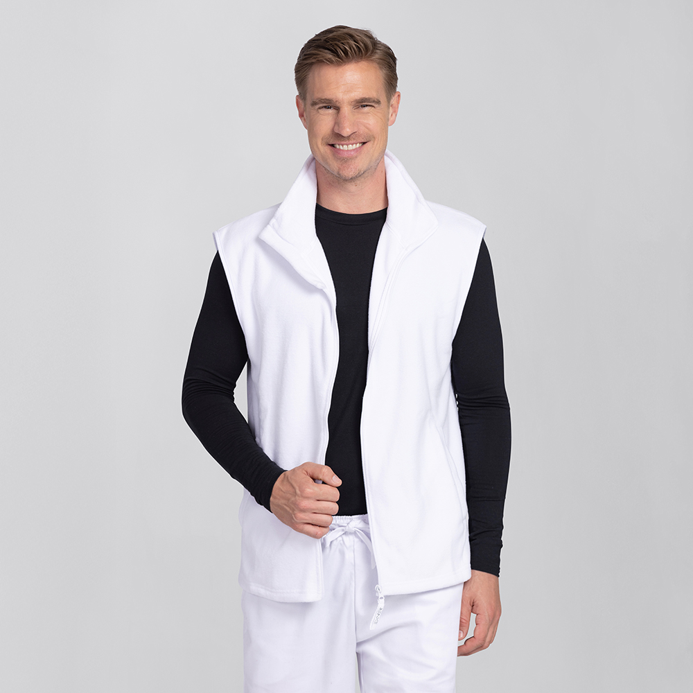 Herrenfleeceweste,offeneansicht mit durchgenden Reissverschluss,2 Seitentaschen,normaler Schnitt.