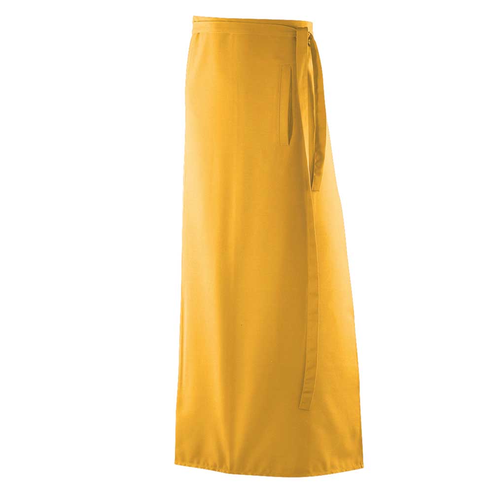 Bistroschürze mit Durchgriff und durchgehenden Stoffbändern.