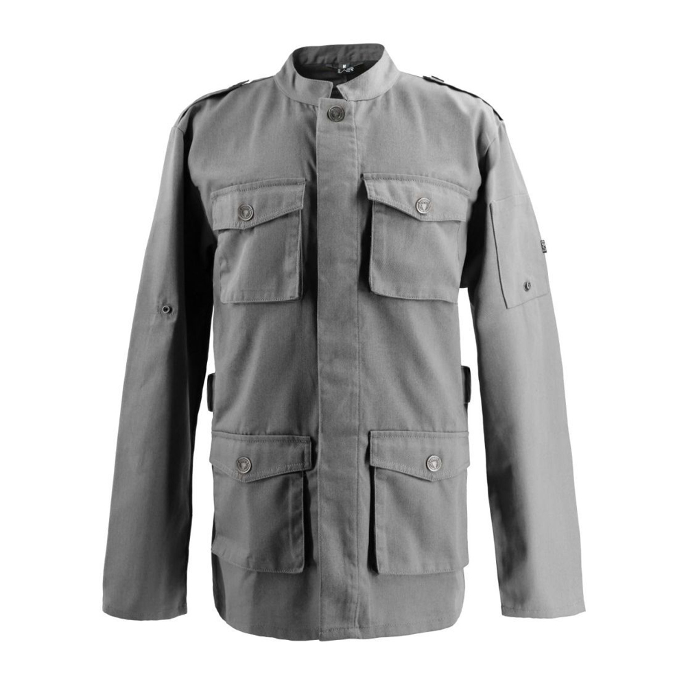 Langarm.Verdeckte Druckknopfleiste.Trapezform.geprägte Druckknöpfe mit Stierkopf.