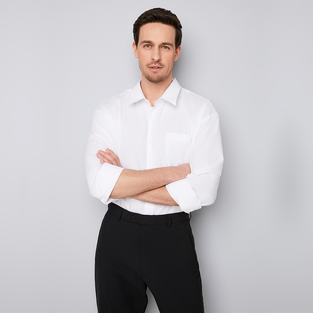 Herren Hemd langarm, weiß, Größe 45/46