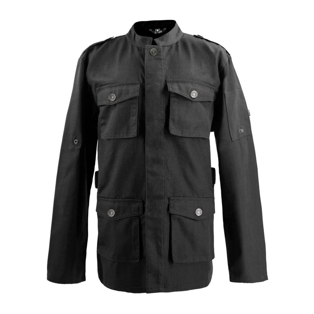 Langarm.Verdeckte Druckknopfleiste.Trapezform.geprägte Druckknöpfe mit Stierkopf.