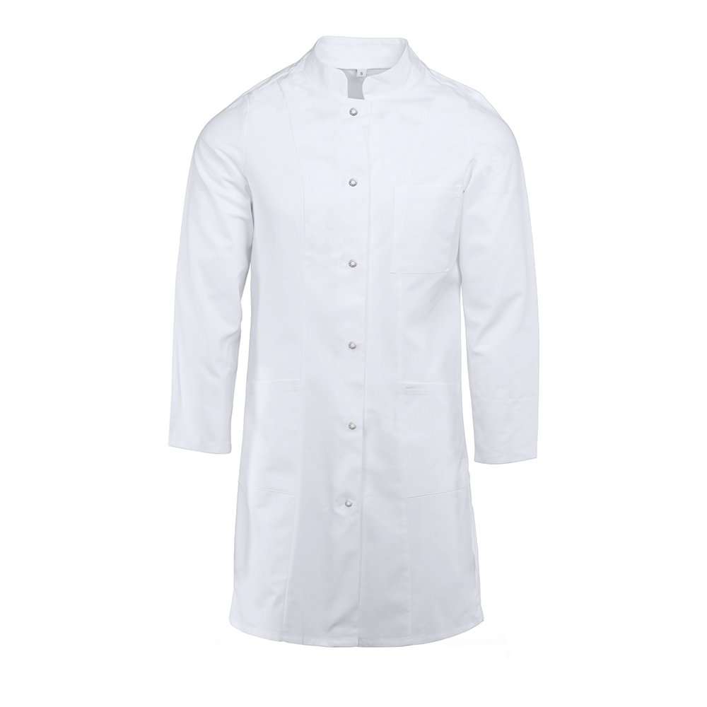 Damen-Kurzmantel,komplett Ansicht mit Taschen und Verdeckte-Knopfleiste.