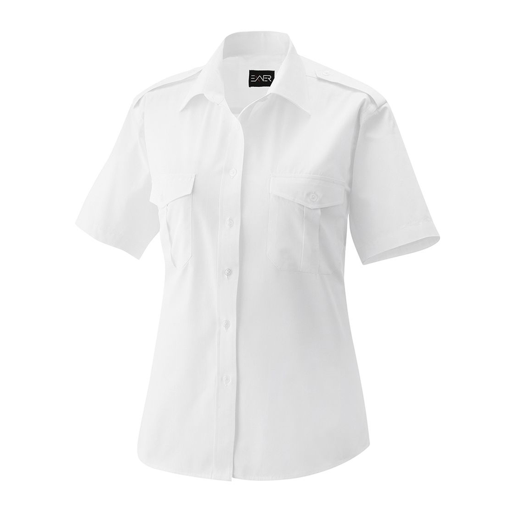 Damen-Pilotenbluse,halbarm,Kentkragen und schulterkappen mit 2 Brusttaschen,gerader Schnitt.