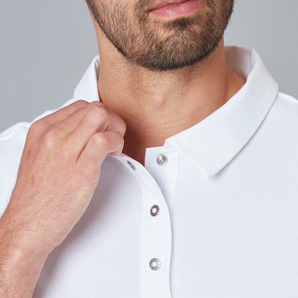 Naheansicht,Polo-Kragen mit Druckknopf-Leiste (3 Knöpfe)