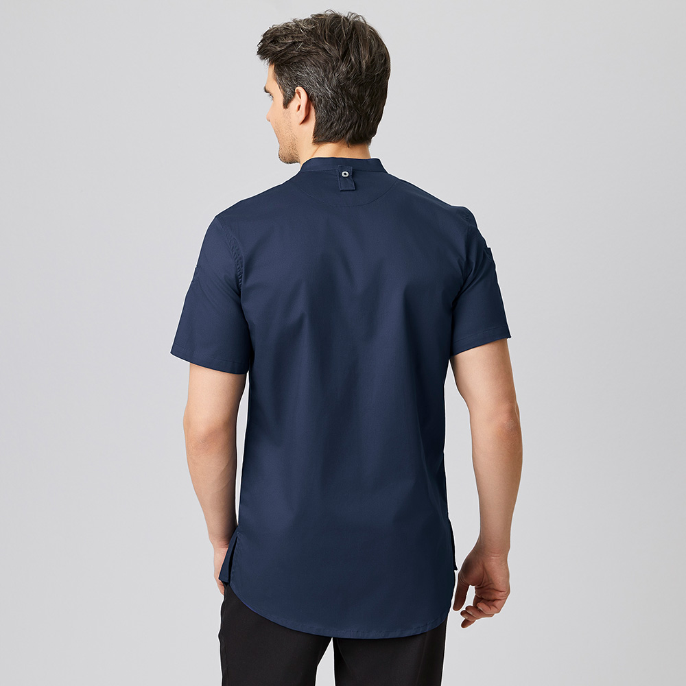 Funktionsjacke-kurzarm,Nackenansicht mit Halterung für Kochbänder.