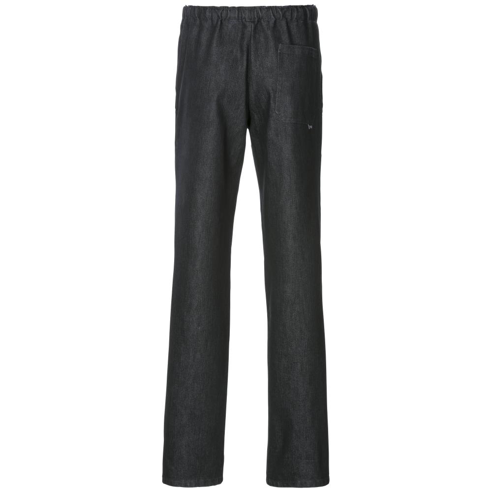 Hinteransicht der Kochschlupfhose,mit exner-logo.