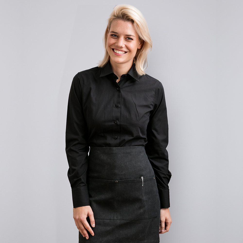 Damen Bluse langarm, schwarz, Größe 40