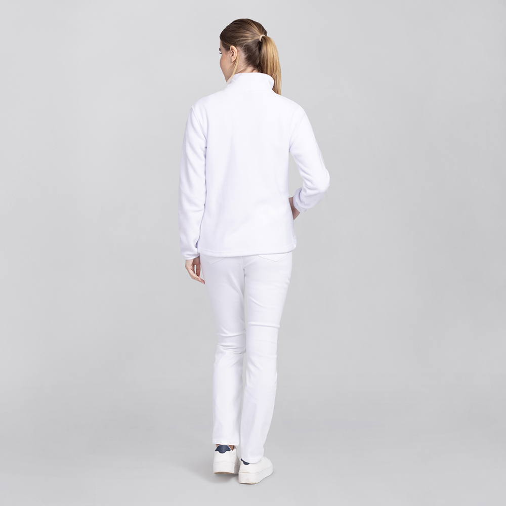 Damenfleecejacke-Rückansicht,mit hohen Kragen.Tailliert-geschnitten.