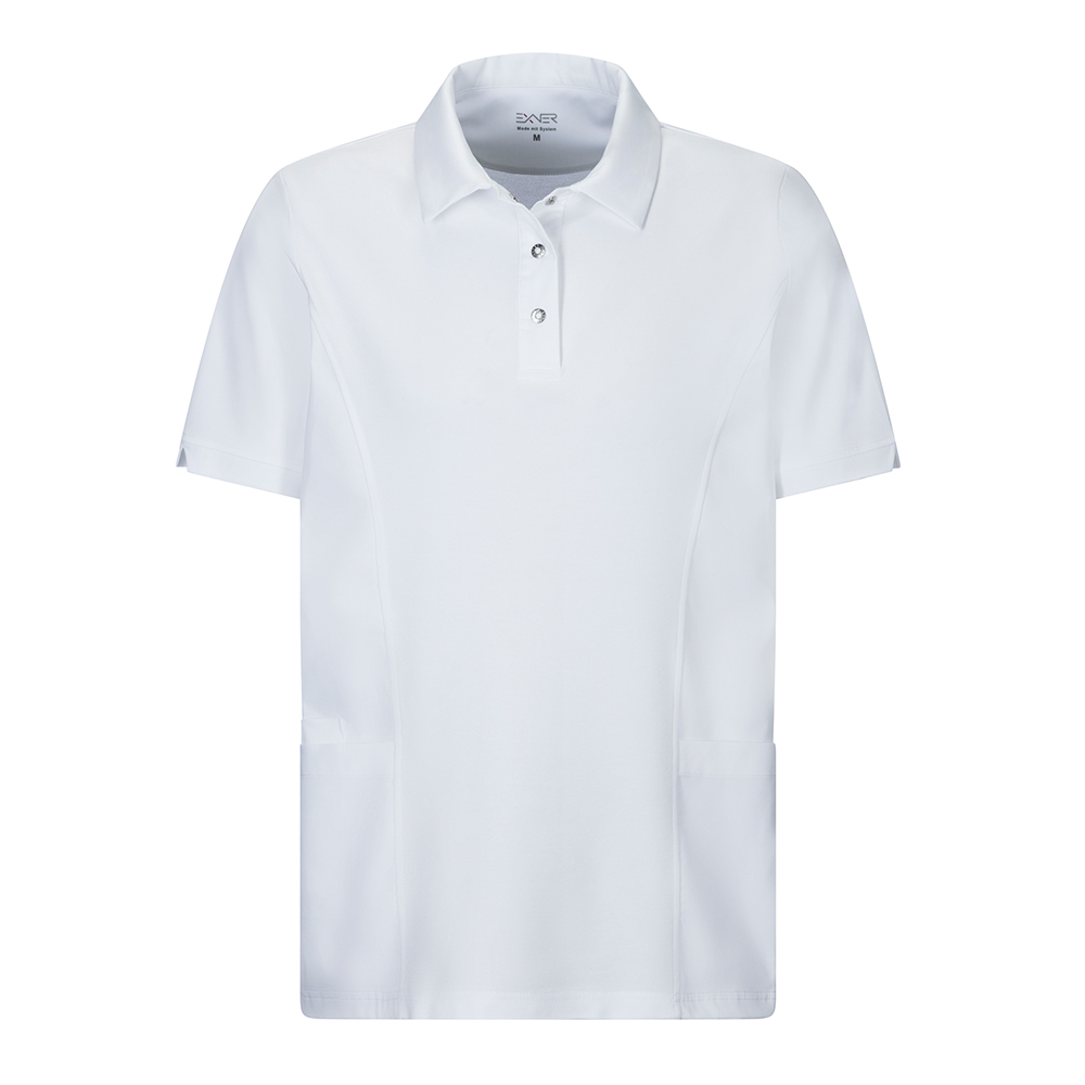 Polo-Kragen mit Druckknopf-Leiste (3 Knöpfe)- 2 aufgesetzte Taschen, 1 zusätzliche Einstecktasche