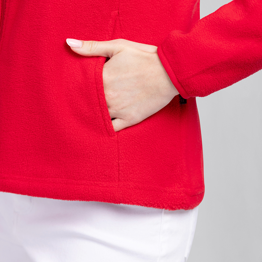 Damenfleecejacke-nahansicht,mit Seitentasche .