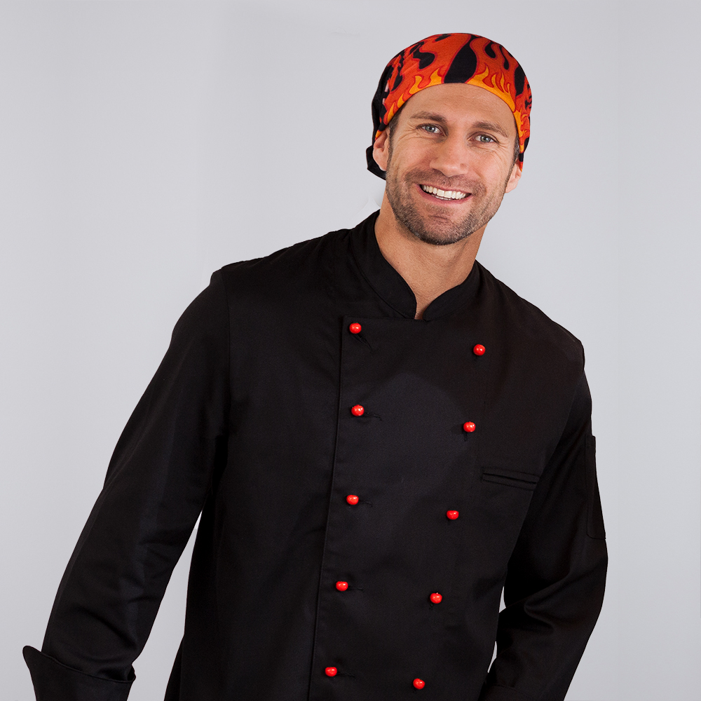 Langarm. 2-reihig. 6-Loch-Knopfreihe. Trapezform. Stehkragen. Ärmel mit doppeltem Umschlag.