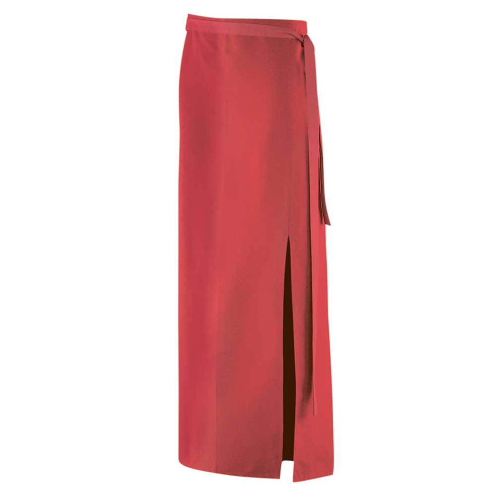 Bistroschürze mit Durchgriff, Schlitz und durchgehenden Stoffbändern.