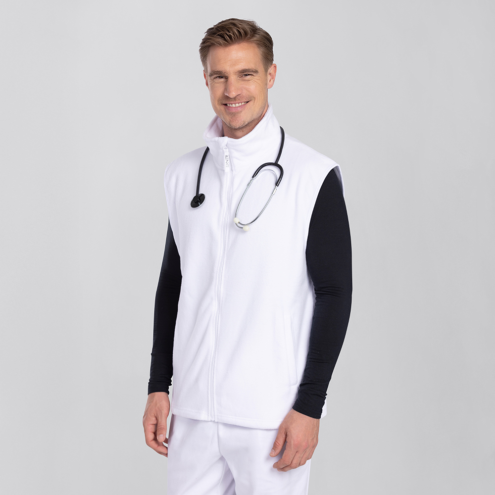 Herrenfleeceweste,komplettansicht mit durchgehenden Reissverschluss,2 Seitentaschen normaler Schnitt