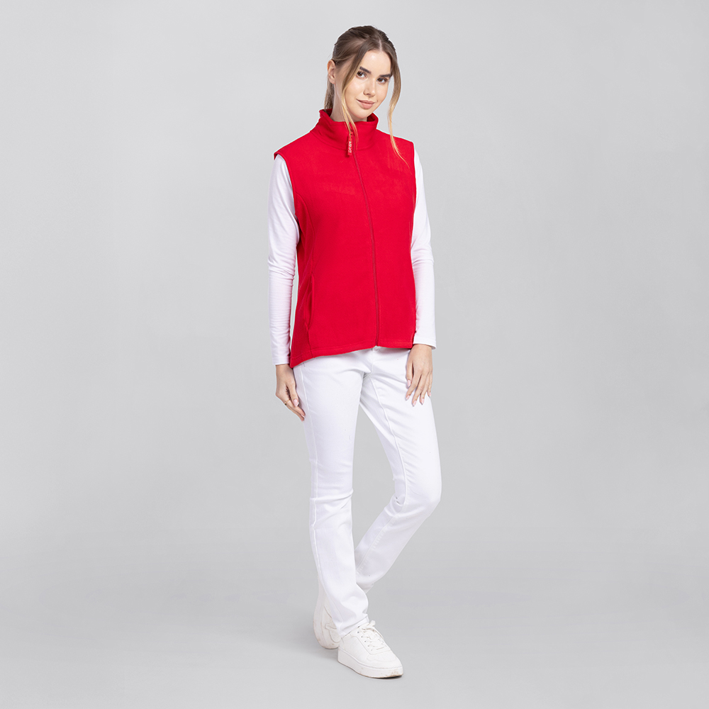 Damenfleeceweste-mit durchgehenden Reissverschluss 2 Seitentasche,Taliertgeschnitten.