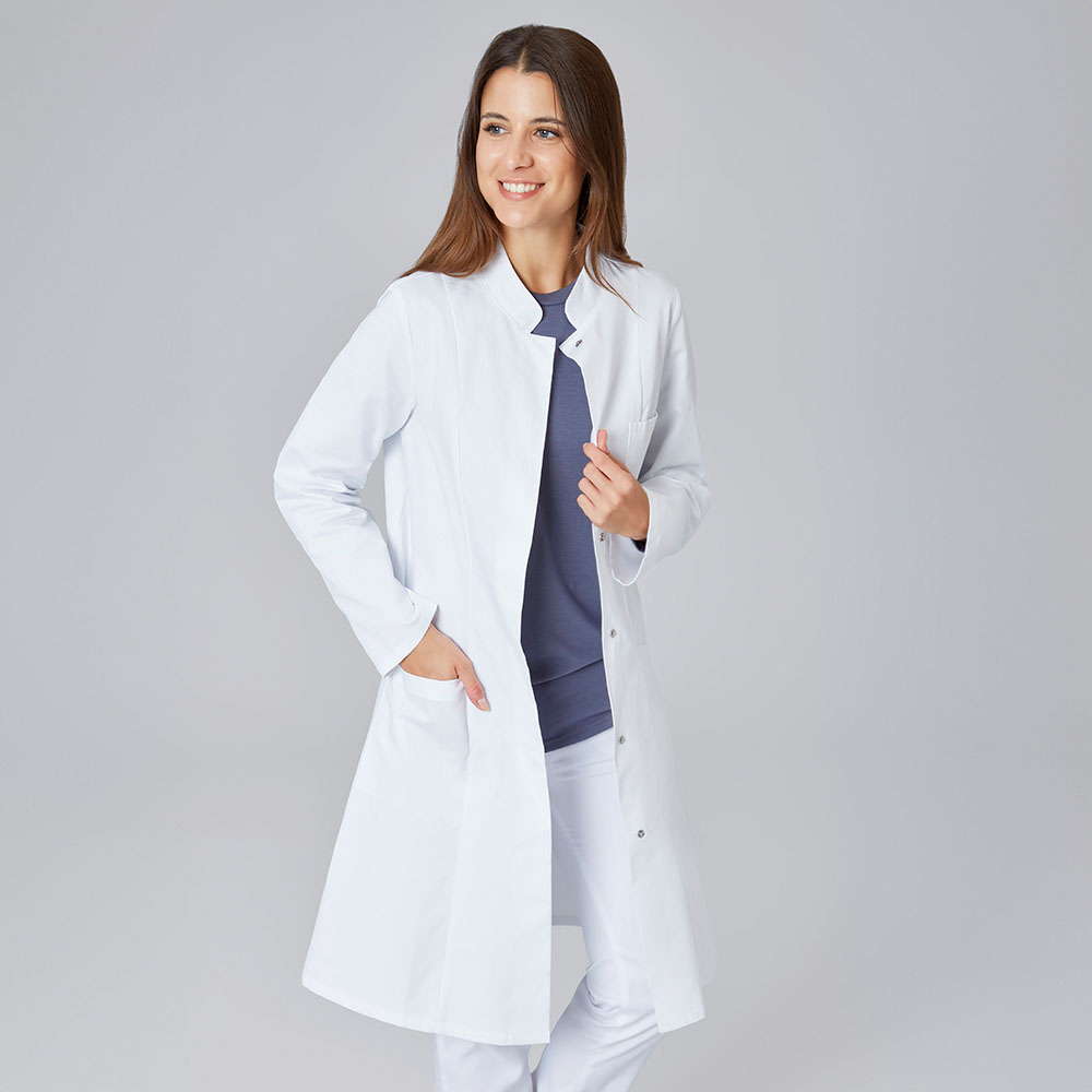 Damenkittel,langarm offene Knopfleiste mit 6 Knöpfen,Vorne