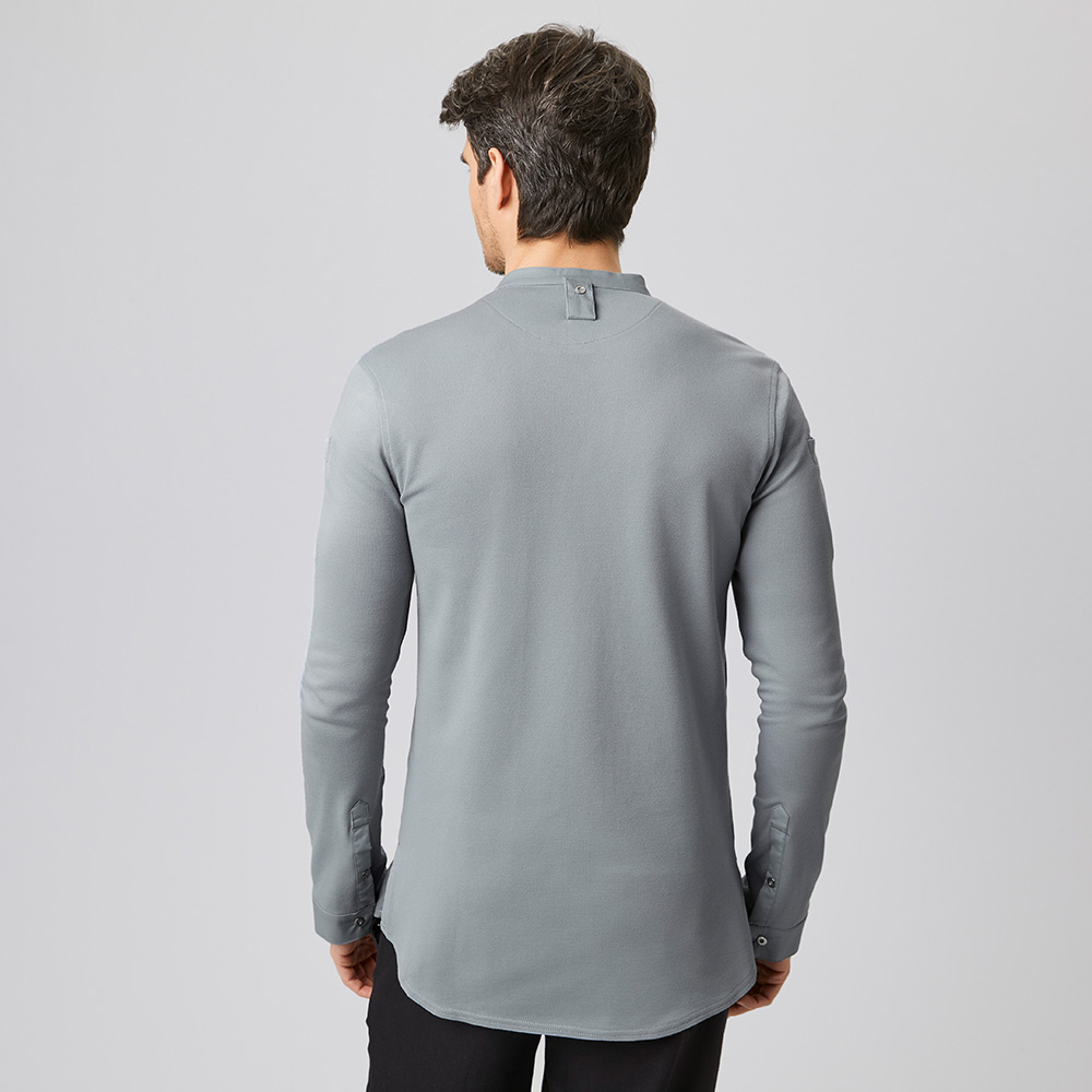 Langarm-Funktionsjacke,Schlaufe für Kochschürze auf der Rückenseite.Stülpärmel,Stehkragen.