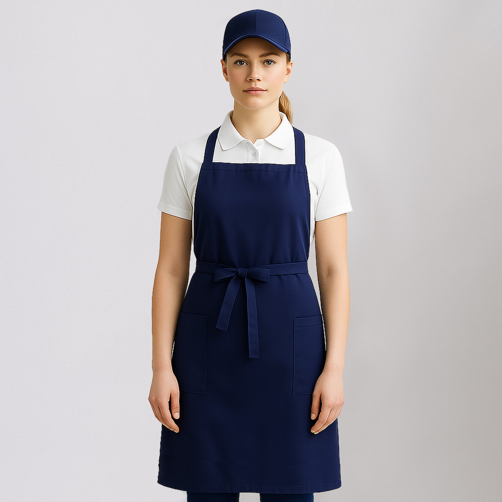 Latzschürze,2-er Pack in blau B 90 x L 80 cm mit Stoffbänder,mit Taschen.