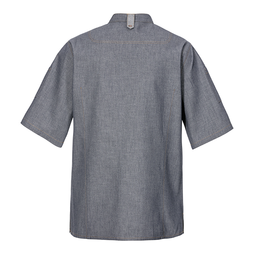 Kochjacke-Rückansicht,mit Schlaufe im Nacken,Halterung für Kochbänder.