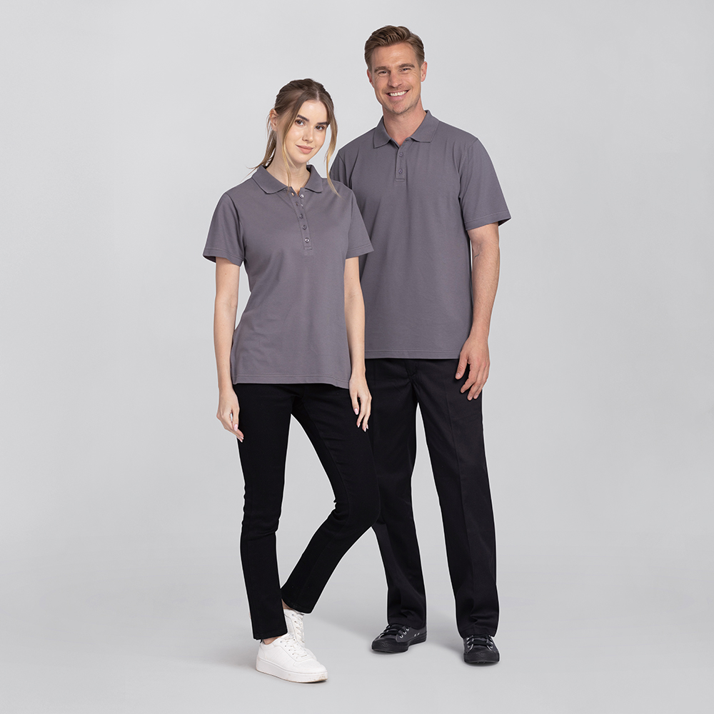 komplettansicht,Damen-poloshirt-tailliert geschnitten kurz-Arm,Seitenschlitze