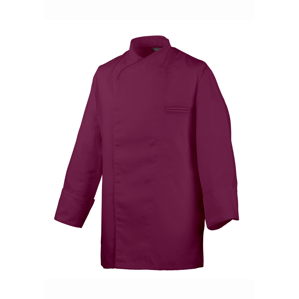 Langarm.verdeckte Knopfleiste mit Druckknöpfen.Trapezform.Ärmel mit doppeltem Umschlag.